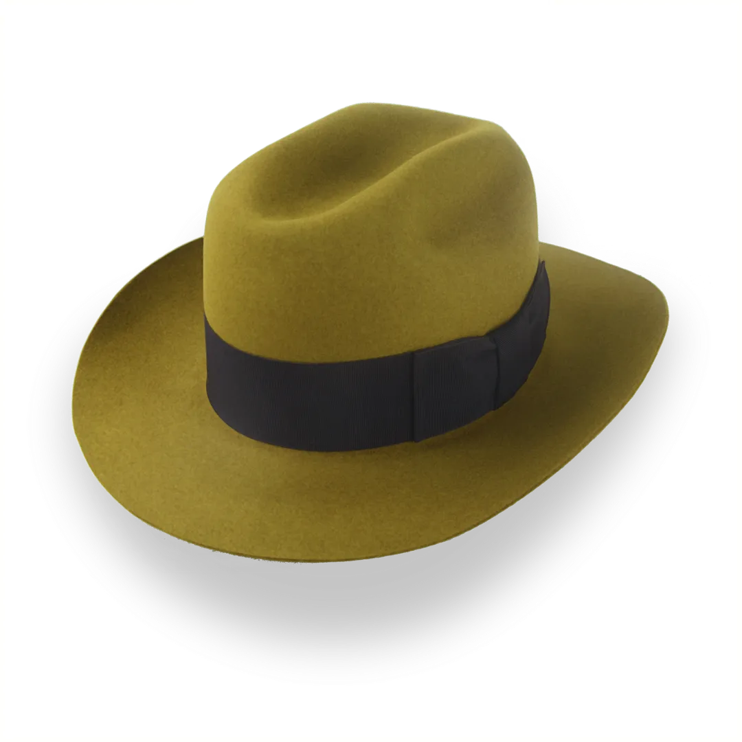 Mustard Yellow Vintage Fedora in Malleable Beaver Fur Felt | The Dover