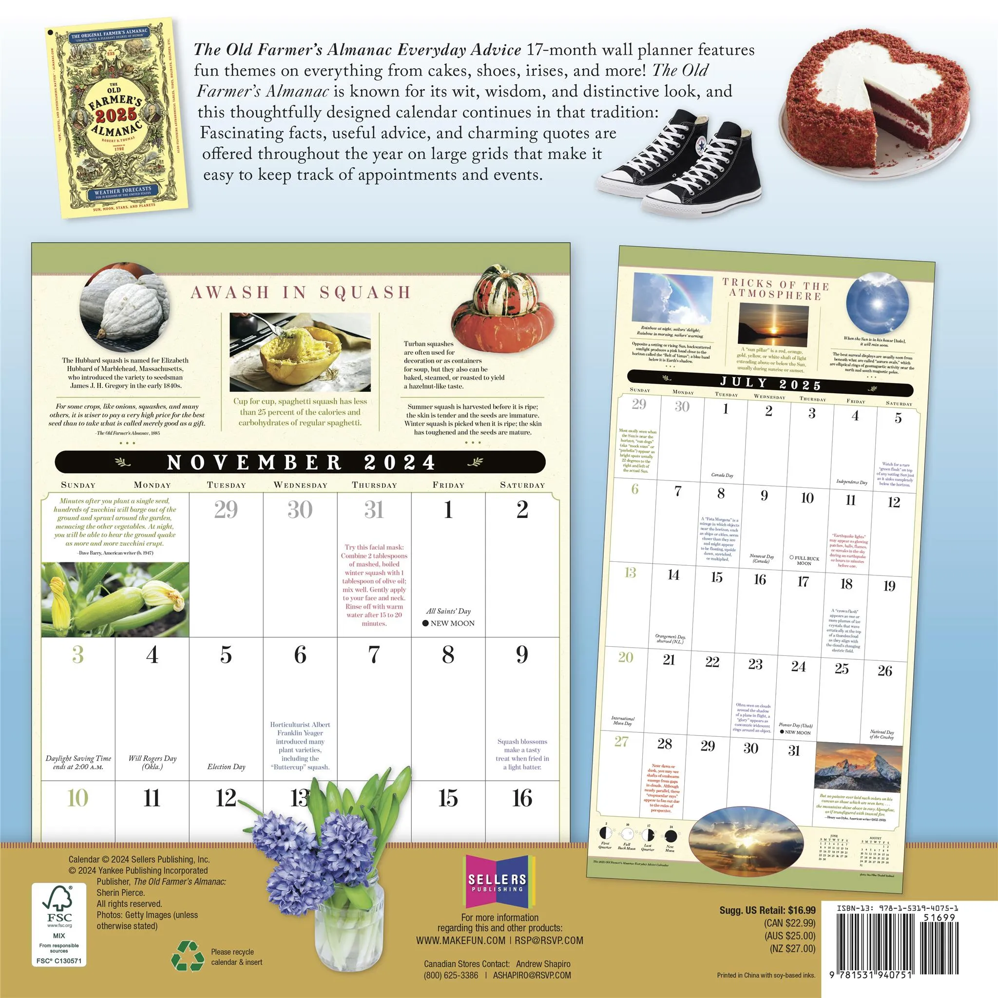 Old Farmers Almanac Everyday Advice Wall 2025 Calendar