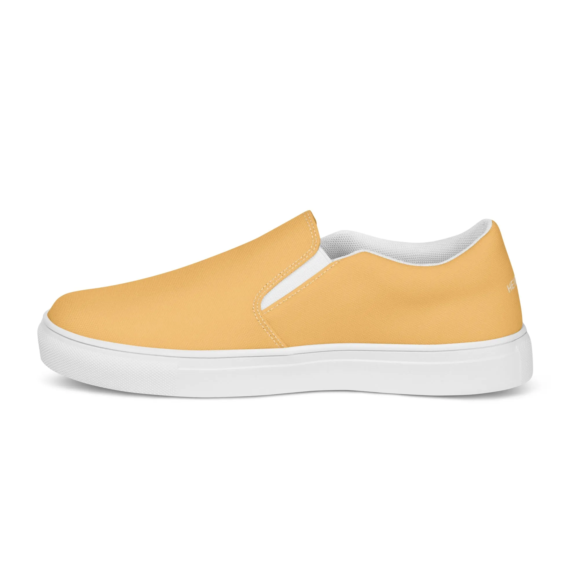 Pastel Yellow Men's Slips Ons, Solid Pale Yellow Color Best Casual Breathable Men’s Slip-on Canvas Shoes (US Size: 5-13)