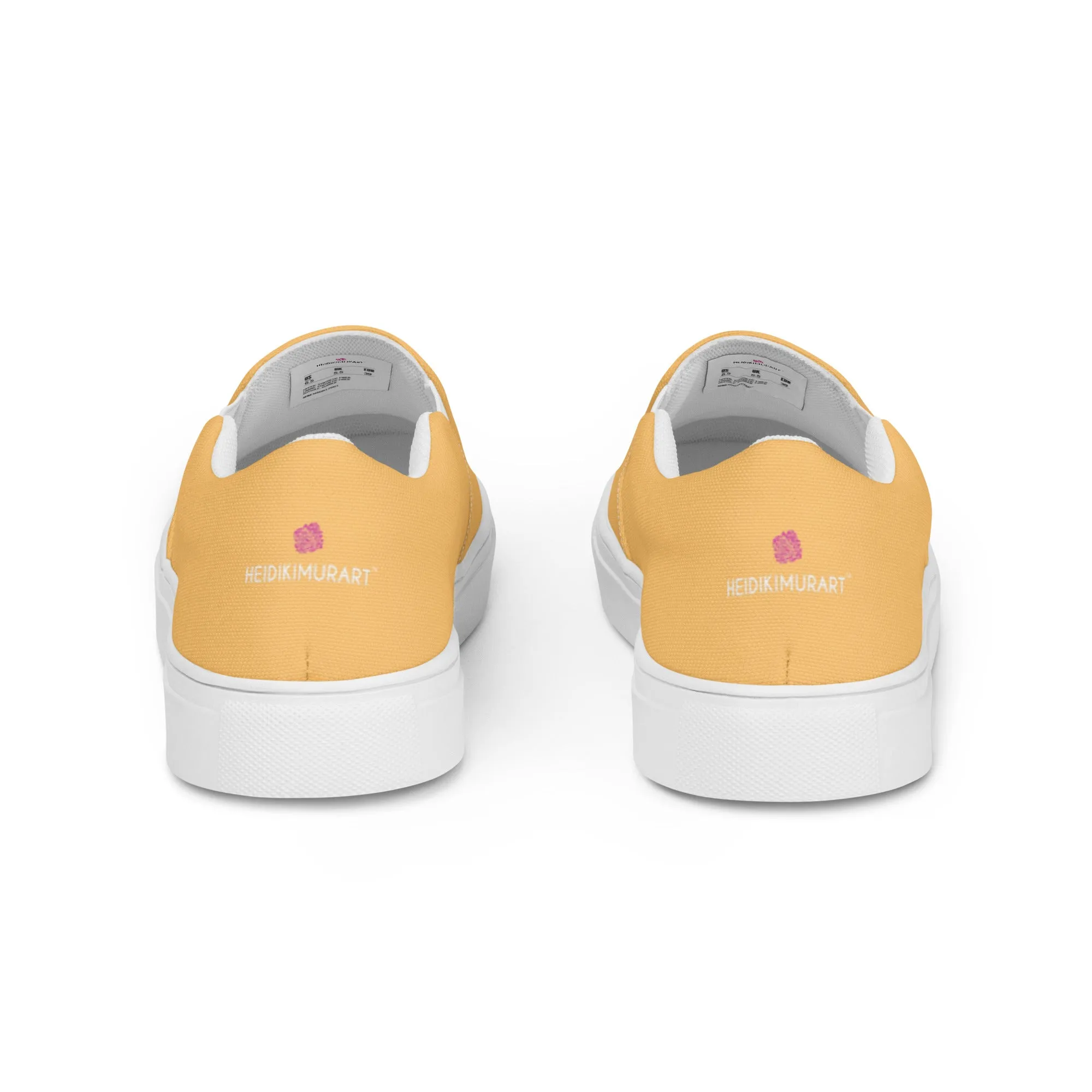 Pastel Yellow Men's Slips Ons, Solid Pale Yellow Color Best Casual Breathable Men’s Slip-on Canvas Shoes (US Size: 5-13)