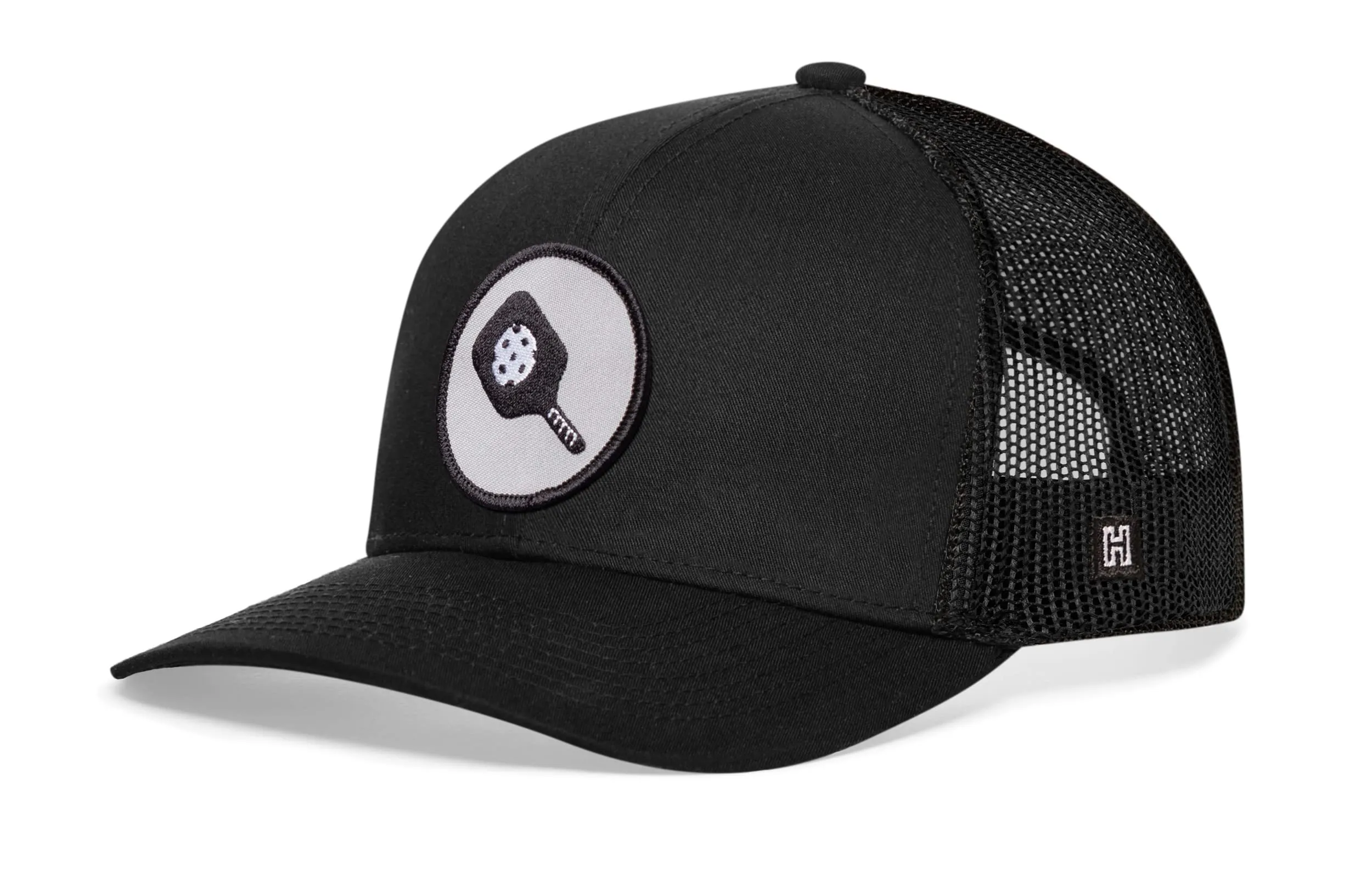 Pickleball Trucker Hat  |  Black Paddleball Snapback