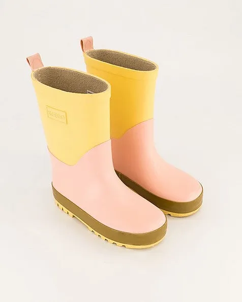 Pink Colourblock Rainboots