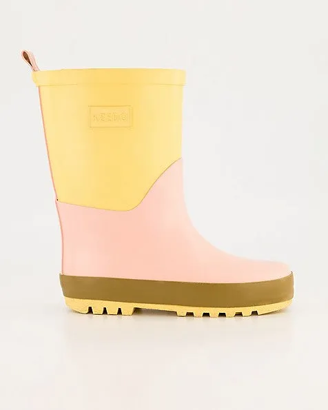 Pink Colourblock Rainboots