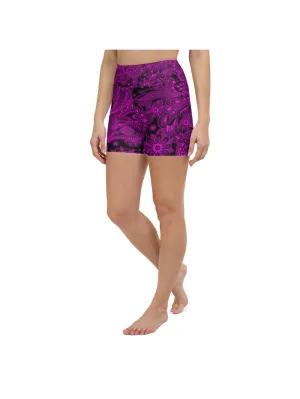 Pink Glowing Floral Yoga Shorts