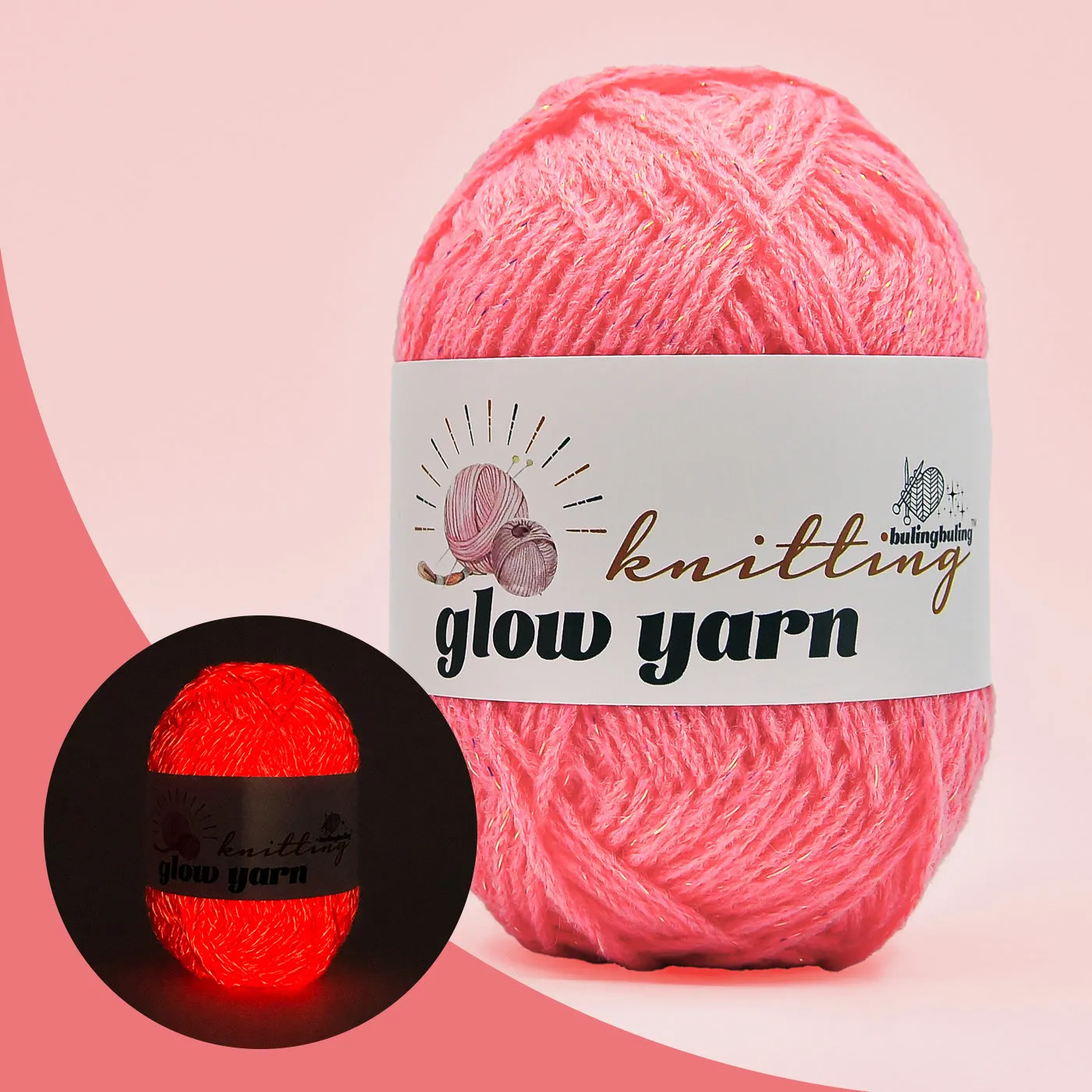 Premium Glow-in-the-Dark Acrylic Yarn with Metallic Shine(5 colors)