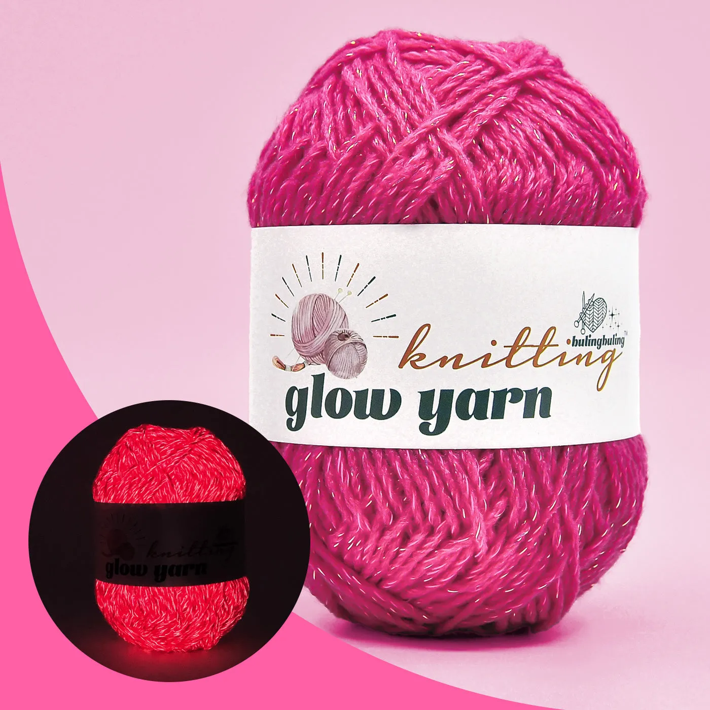 Premium Glow-in-the-Dark Acrylic Yarn with Metallic Shine(5 colors)