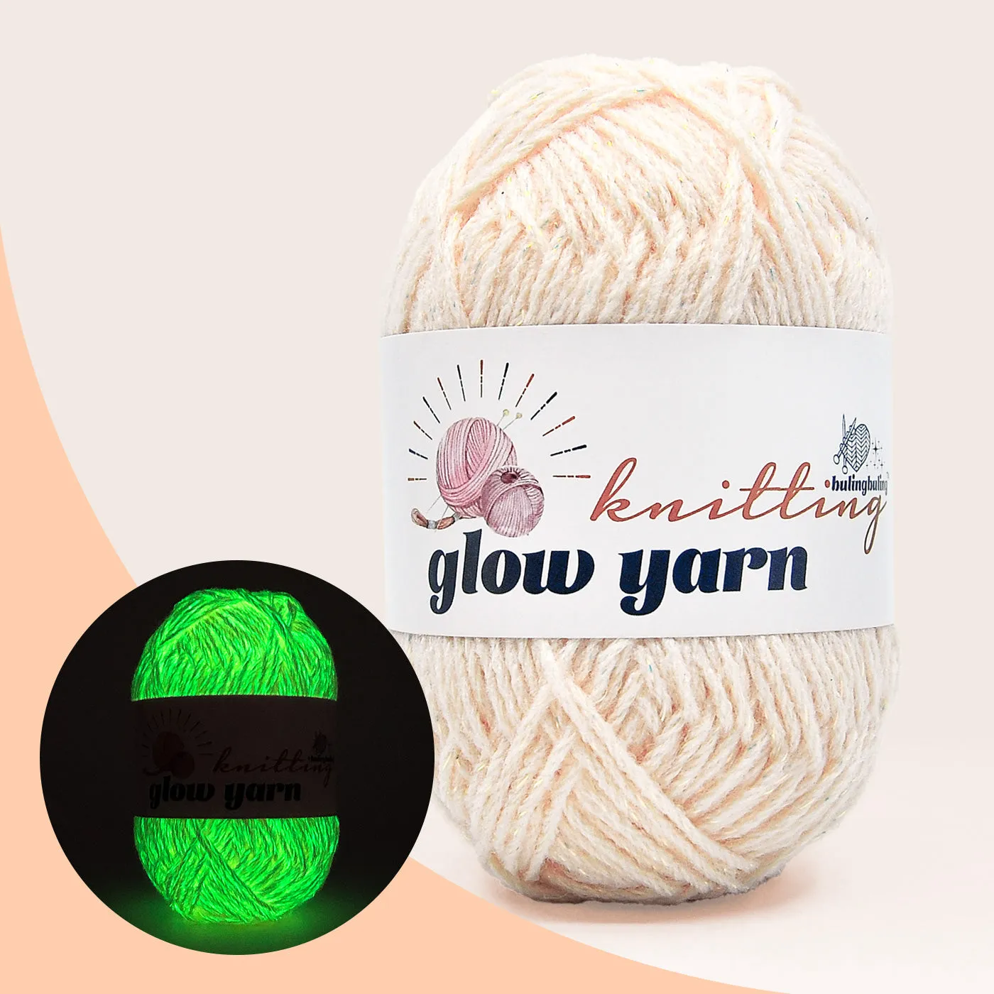 Premium Glow-in-the-Dark Acrylic Yarn with Metallic Shine(5 colors)