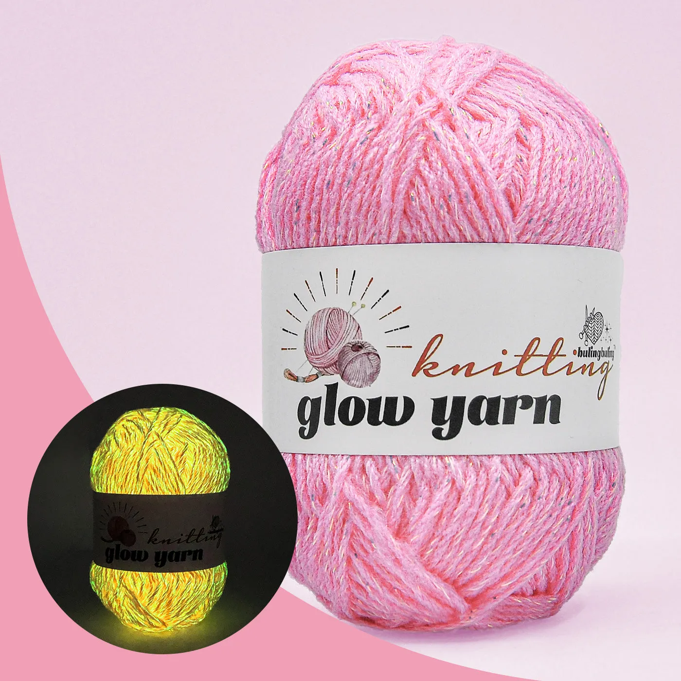 Premium Glow-in-the-Dark Acrylic Yarn with Metallic Shine(5 colors)