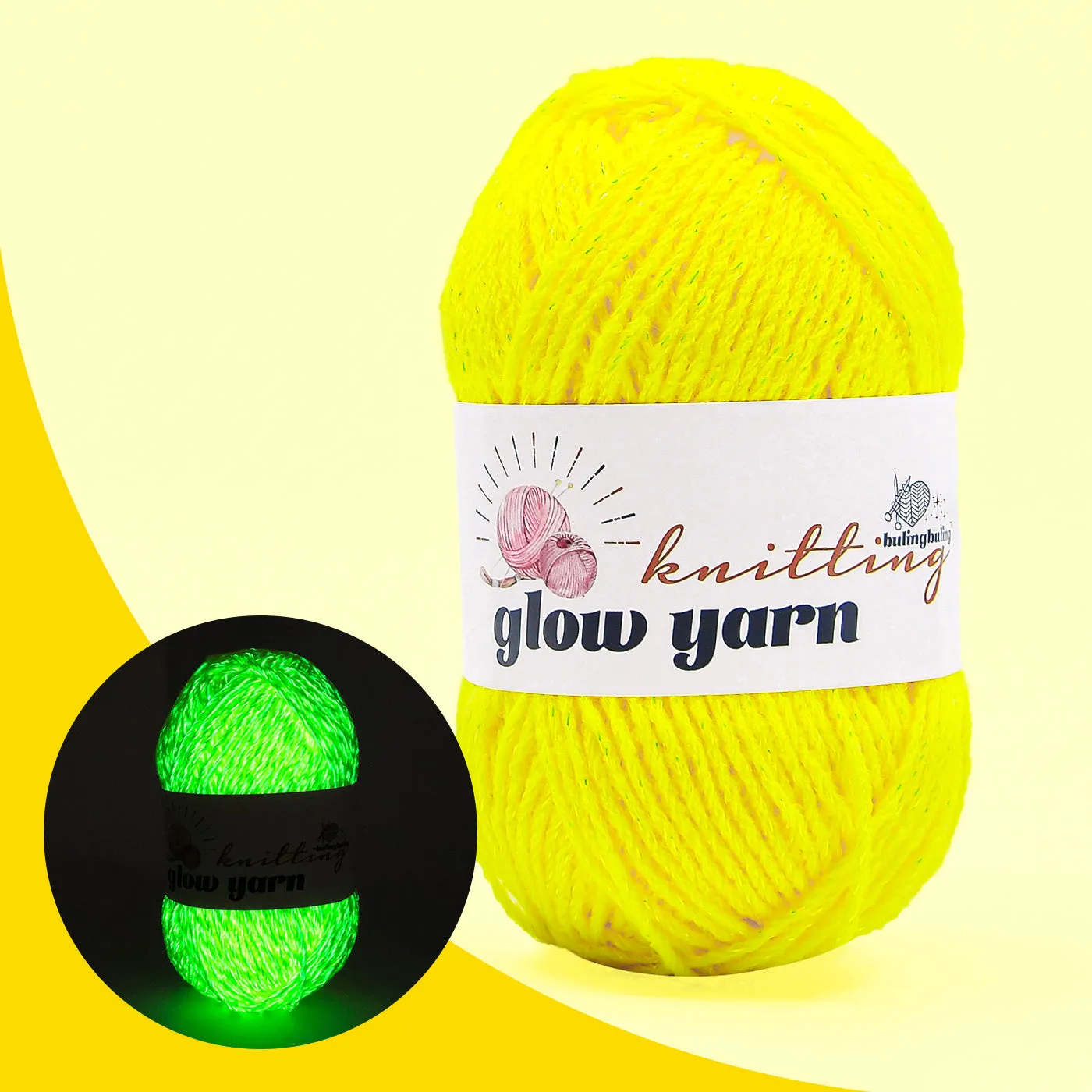 Premium Glow-in-the-Dark Acrylic Yarn with Metallic Shine(5 colors)