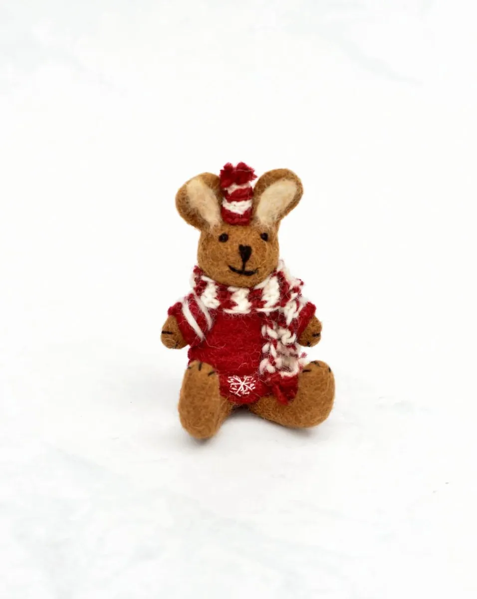 PREORDER: Felt Brown Hare Rabbit with Red Sweater