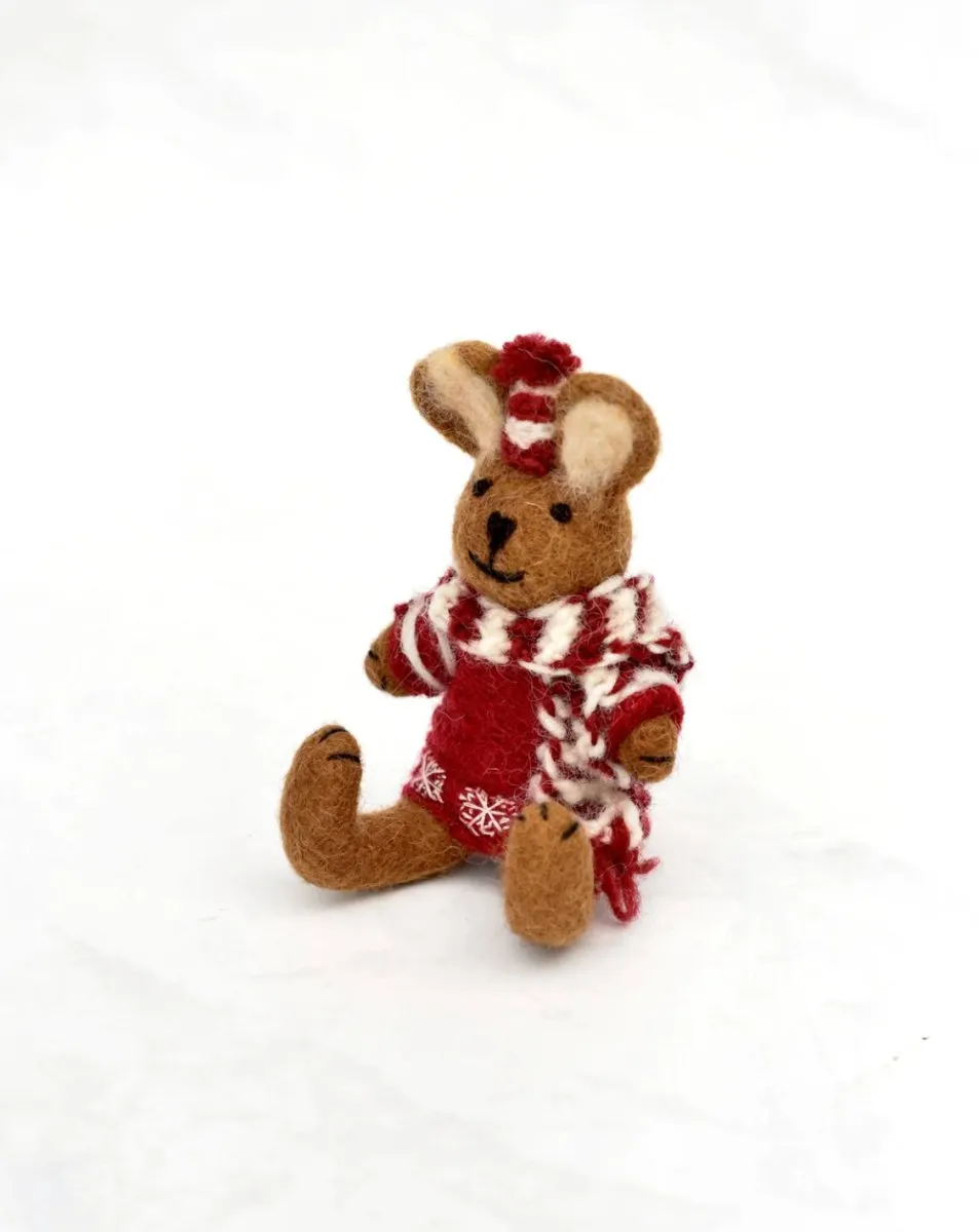 PREORDER: Felt Brown Hare Rabbit with Red Sweater