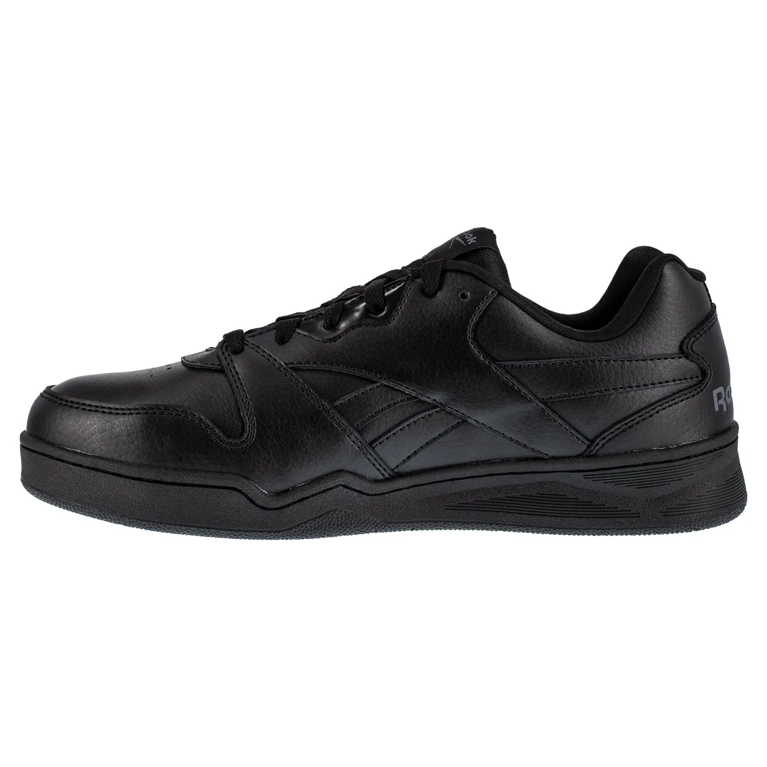 Reebok Mens Black Leather Work Shoes Low Cut Sneaker CT