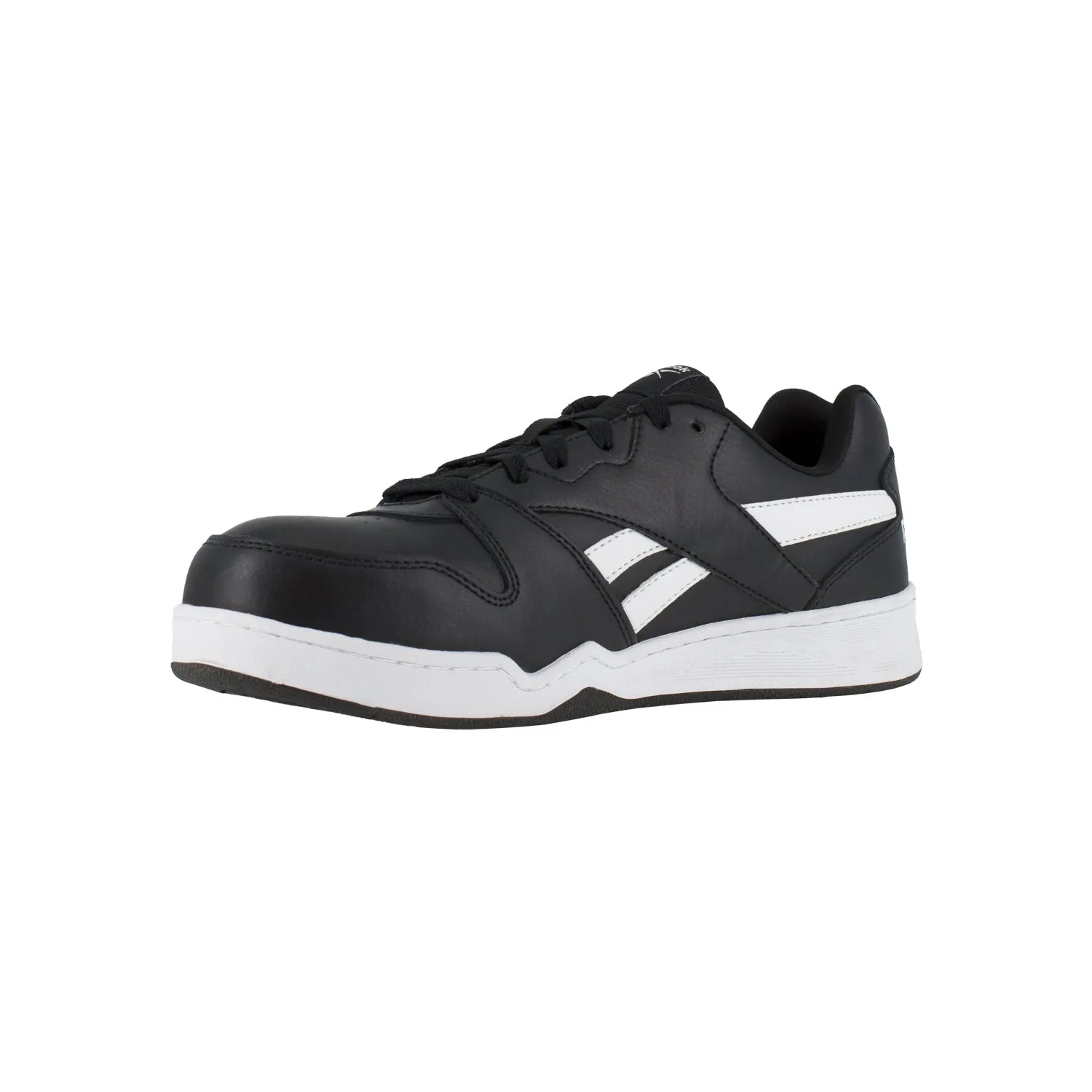 Reebok Mens Black/White Leather Work Shoes Low Cut Sneaker CT