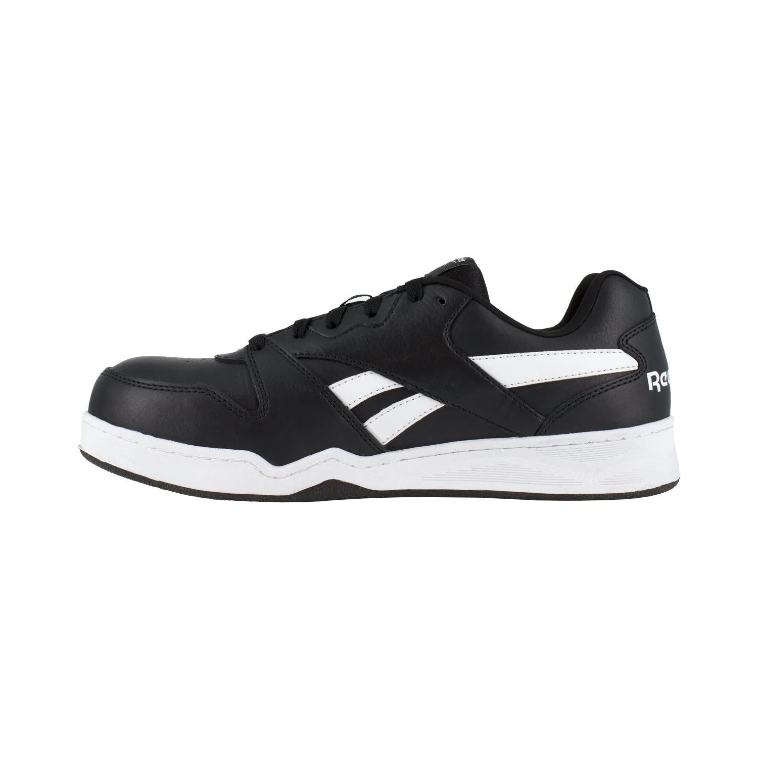 Reebok Mens Black/White Leather Work Shoes Low Cut Sneaker CT