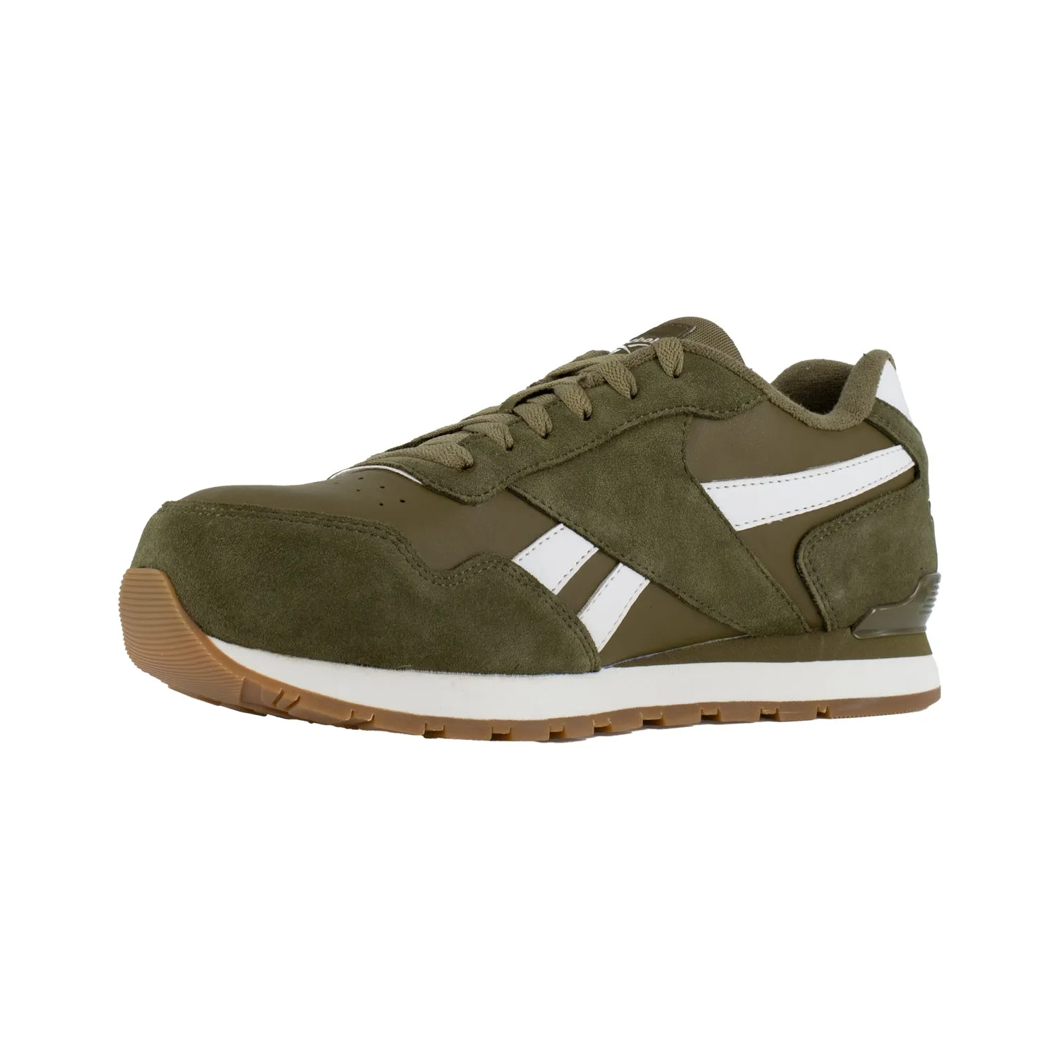 Reebok Mens Olive Leather Work Shoes Harman Classic Sneaker CT