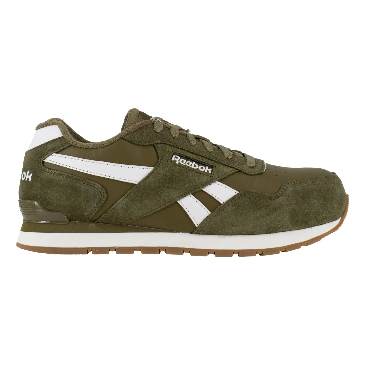 Reebok Mens Olive Leather Work Shoes Harman Classic Sneaker CT