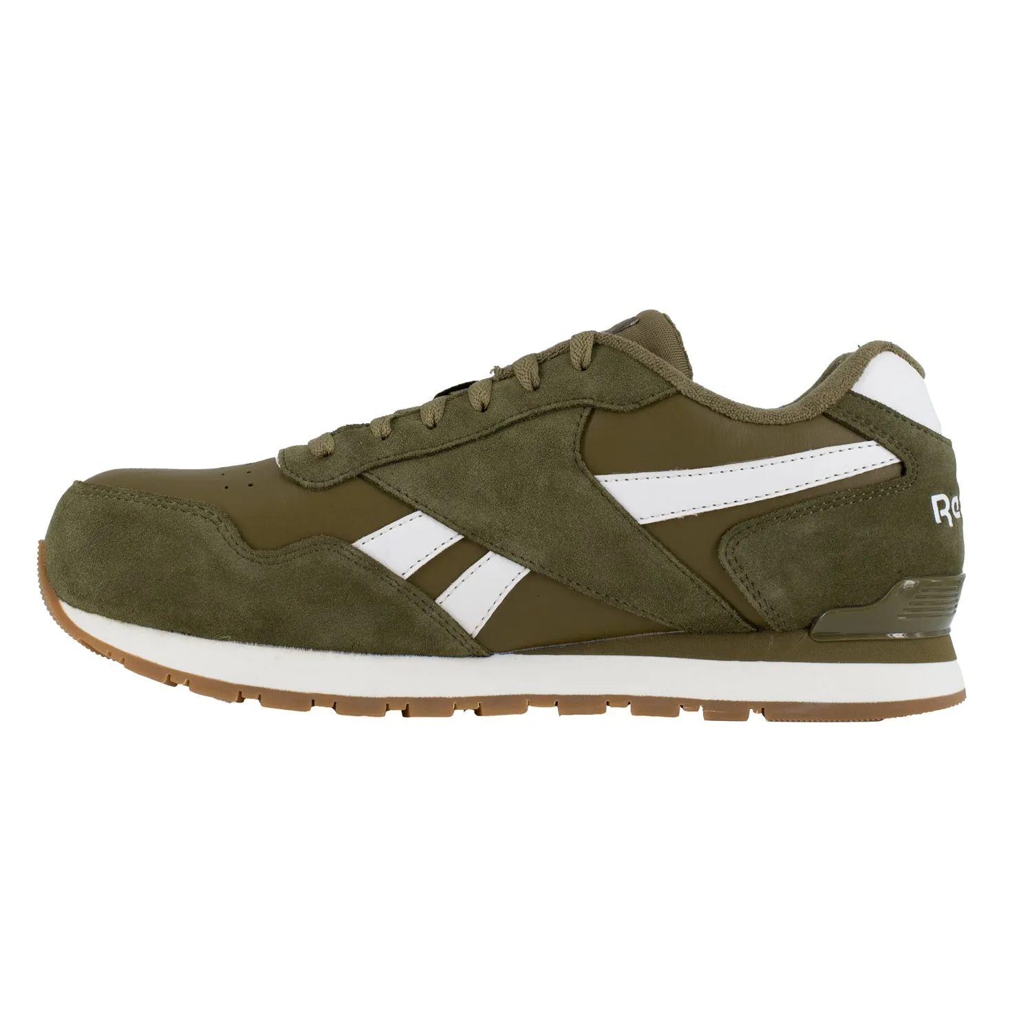 Reebok Mens Olive Leather Work Shoes Harman Classic Sneaker CT