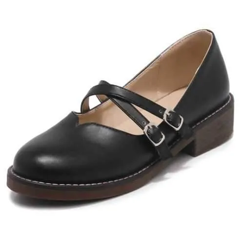 Retro Buckle Mary Janes Women Loafers