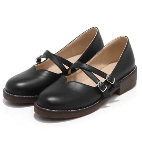 Retro Buckle Mary Janes Women Loafers