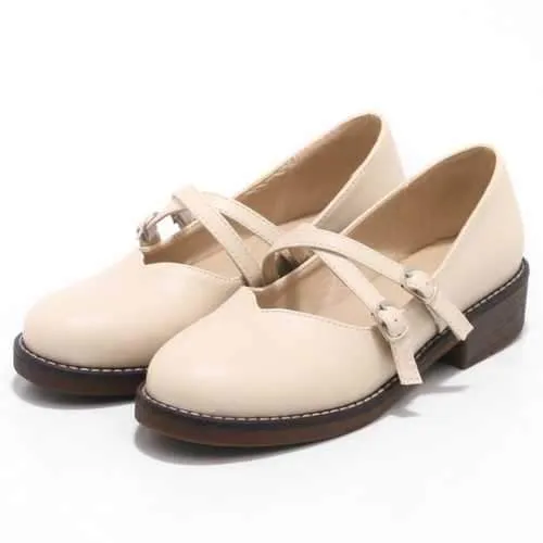 Retro Buckle Mary Janes Women Loafers