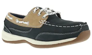 'Rockport Works' Women's Sailing Club ESD Steel Toe - Navy / Tan