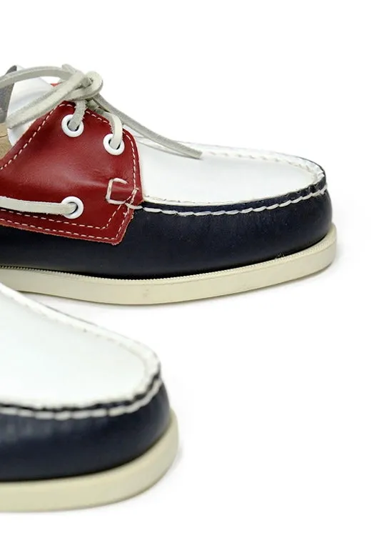 Sebago - Navy/White/Red Portland Docksides Leather Boat Shoe EU 43 / UK 8,5