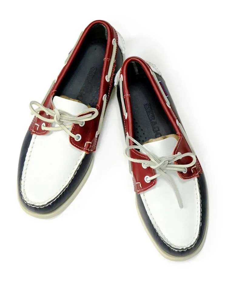 Sebago - Navy/White/Red Portland Docksides Leather Boat Shoe EU 43 / UK 8,5