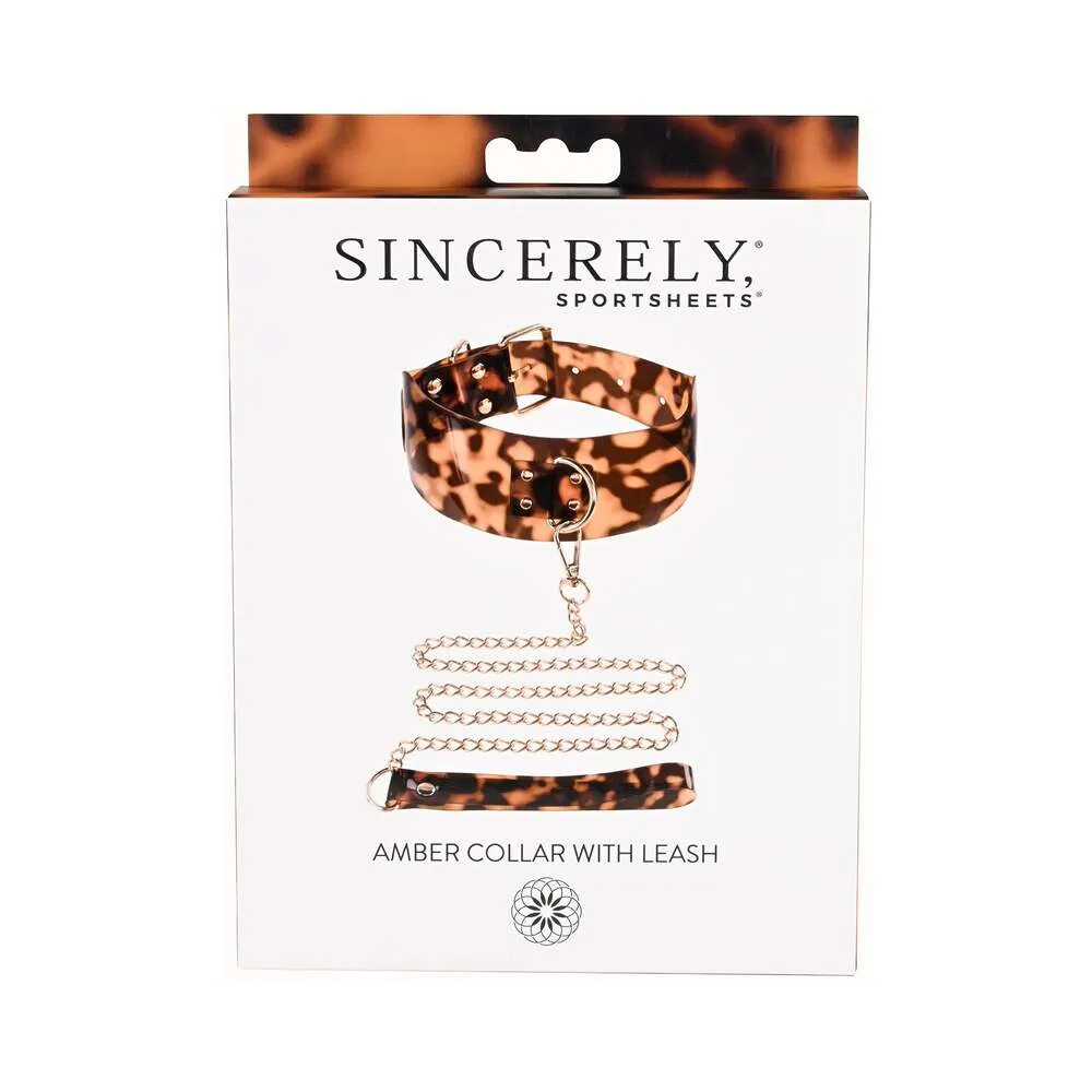 Sincerely, Sportsheets Amber Adjustable Collar with Leash Tortoiseshell