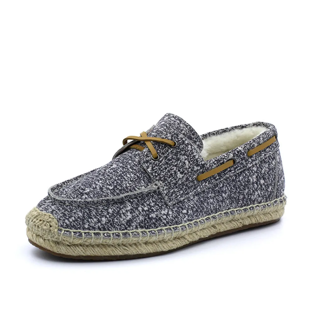 Slater Wool Boat Shoes for Him - White Grey