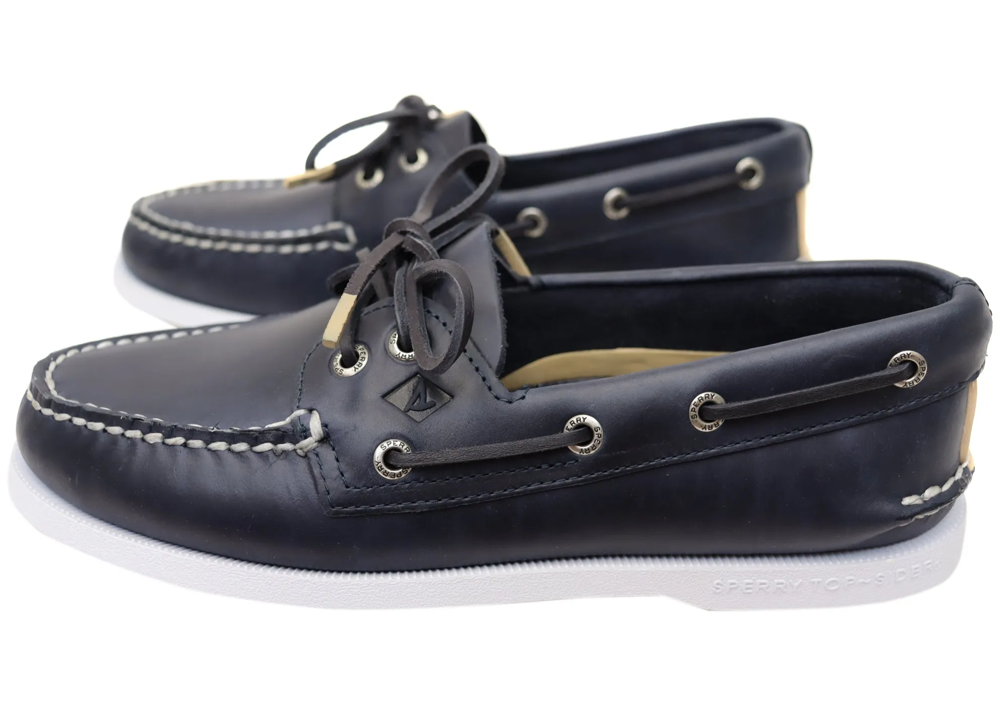 Sperry Mens A/0 2 Eye Leather Lace Up Comfortable Medium Width Boat Shoes