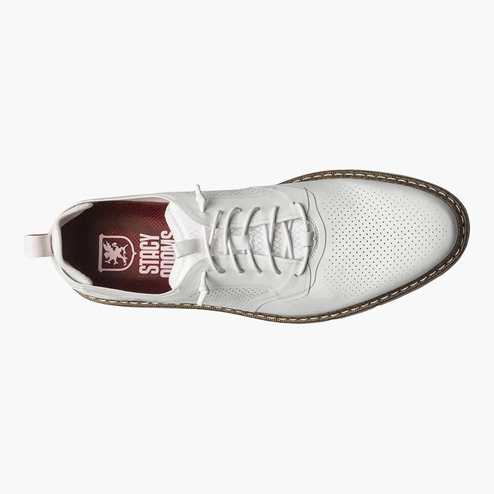 Stacy Adams SYNCHRO White Plain Toe Elastic Lace Up Boat Shoes