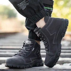 Suede Cowhide Work Safety Boots-anti Smashing Men's Casual Shoes KWCS38