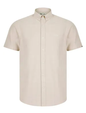 Tiberius Short Sleeve Oxford Cotton Shirt in Oatmeal  - Tokyo Laundry