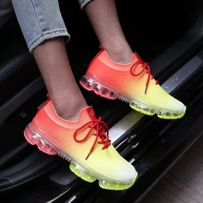 Tie-dye casual flying woven air cushion mesh breathable running shoes（HPSD090）