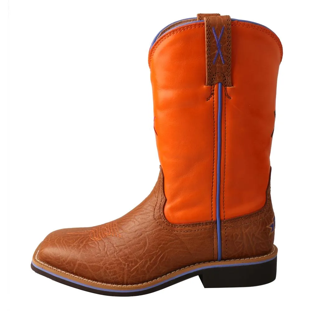 'Twisted X' Youth 9" Western Square Toe - Tan / Orange