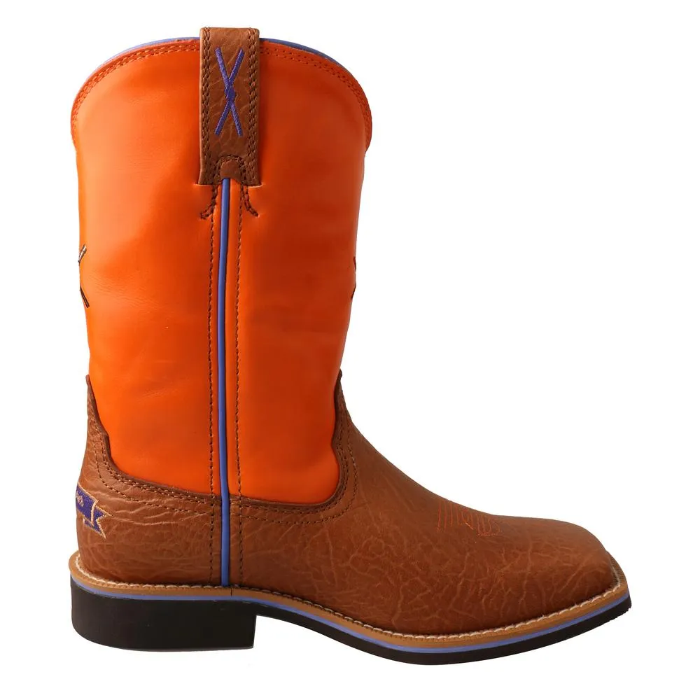 'Twisted X' Youth 9" Western Square Toe - Tan / Orange