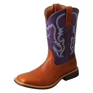 'Twisted X' Youth 9" Western Square Toe - Tan / Purple