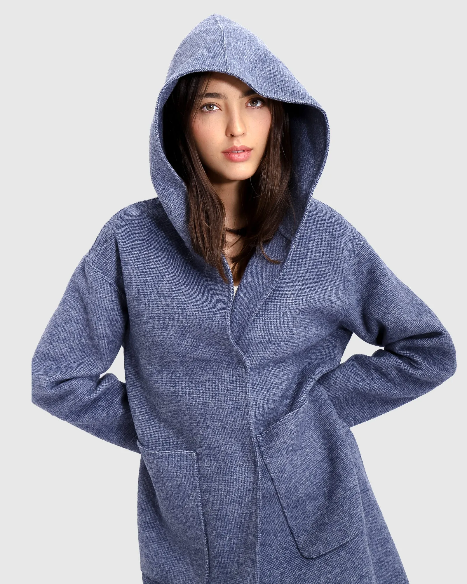 Walk This Way Wool Blend Oversized Coat - Navy Micro Check