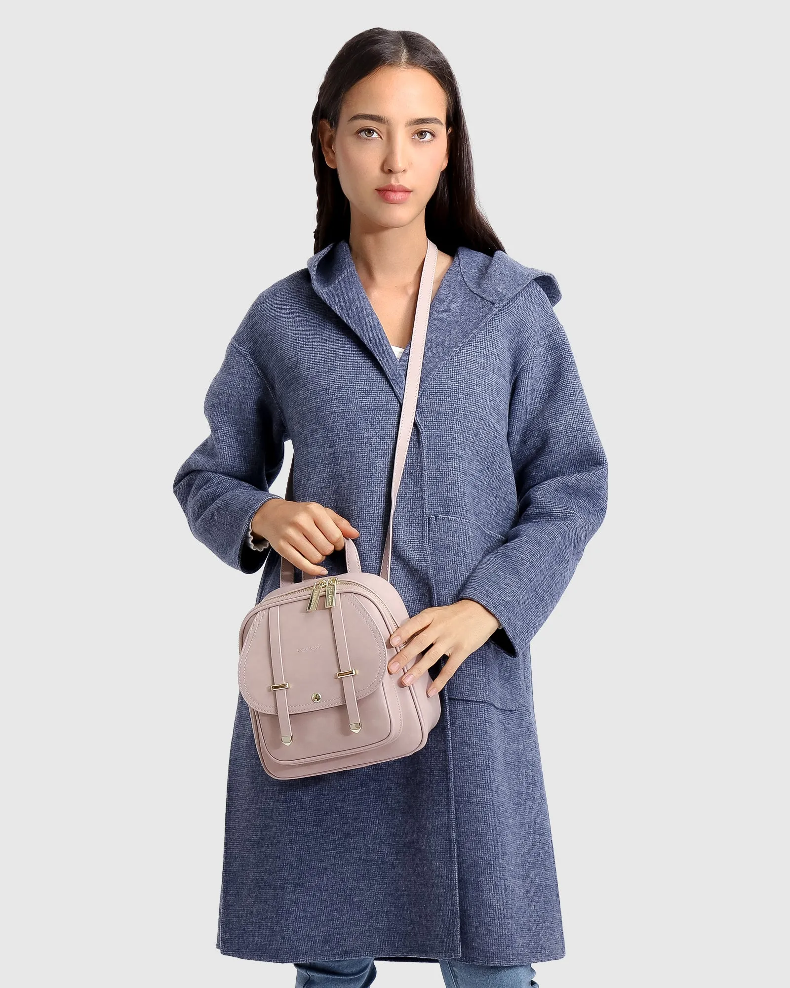 Walk This Way Wool Blend Oversized Coat - Navy Micro Check