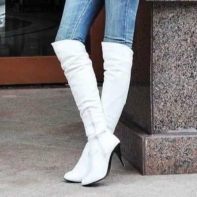 Women stiletto high heel pointed toe knight knee high boots