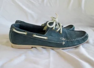 Womens COLE HAAN Leather Moccasins Mocs Walking Shoes Boat SLATE BLUE 10