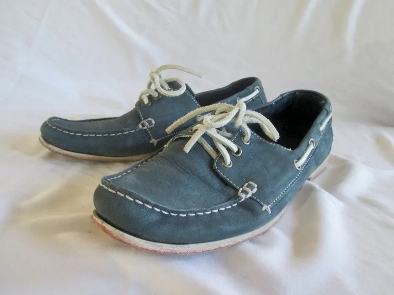 Womens COLE HAAN Leather Moccasins Mocs Walking Shoes Boat SLATE BLUE 10