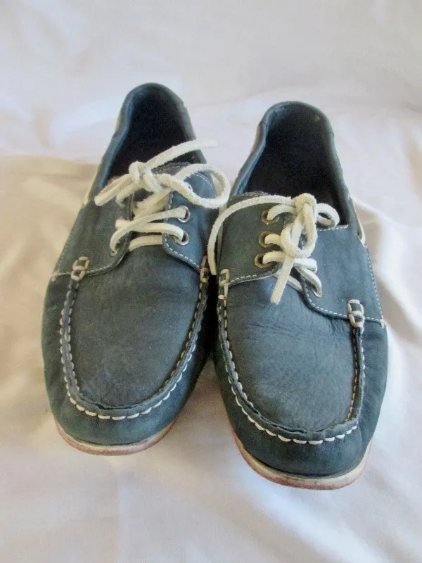 Womens COLE HAAN Leather Moccasins Mocs Walking Shoes Boat SLATE BLUE 10