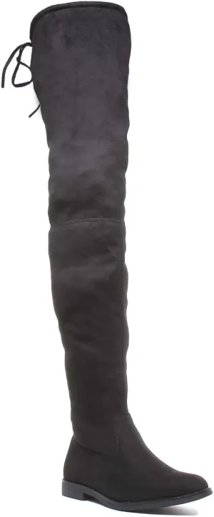 Womens Faux Suede FLat Over the Knee Boots