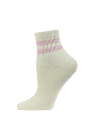 Women's Shimmer Sports Stripe Cotton Blend Anklet Sock