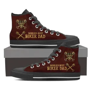 Worlds Best Biker Dad Canvas High Top Shoes Mens