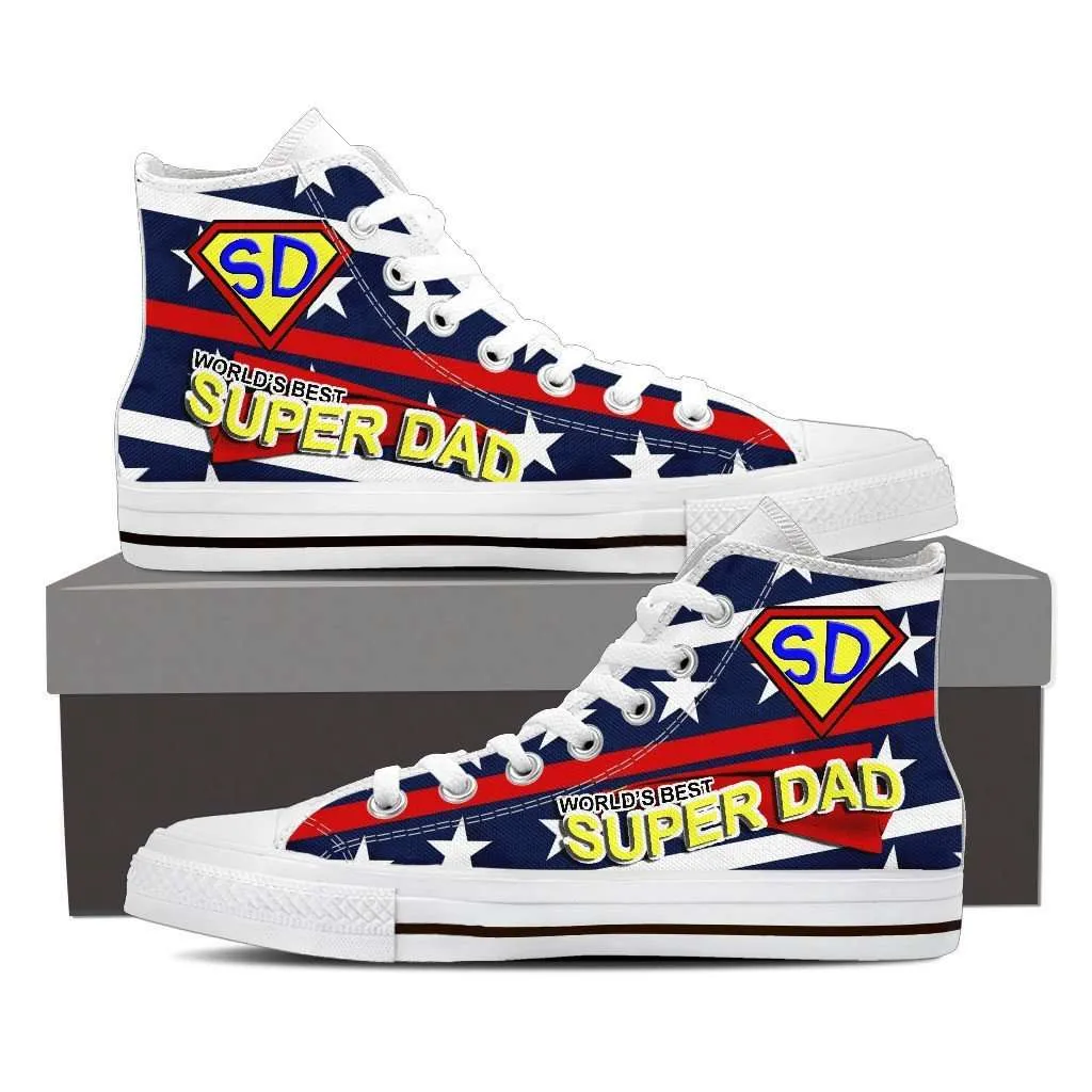 Worlds Best Super Dad Canvas High Top Shoes Mens