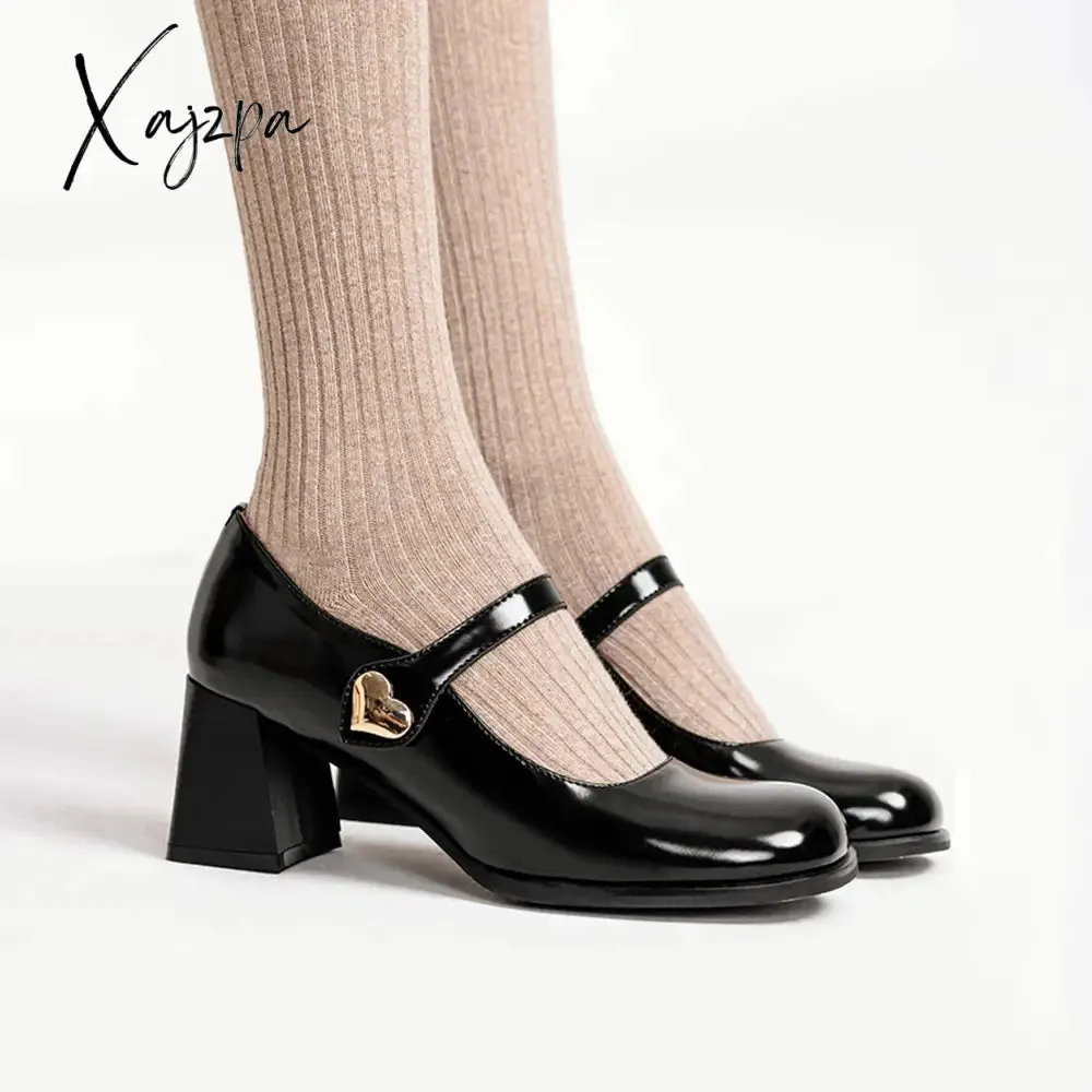 Xajzpa - Women Buckle Decor Chunky Heeled Mary Janes